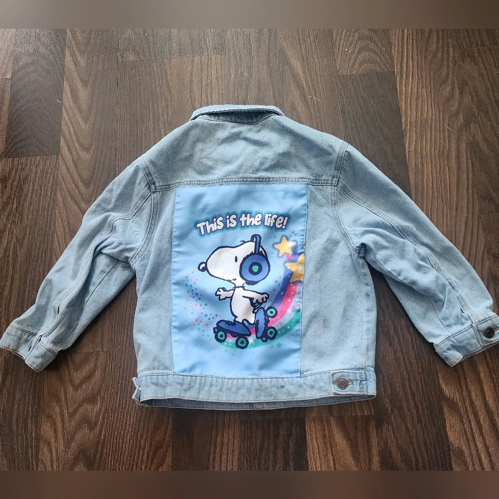 Peanuts Blue Jean Jacket with Cartoon Graphic